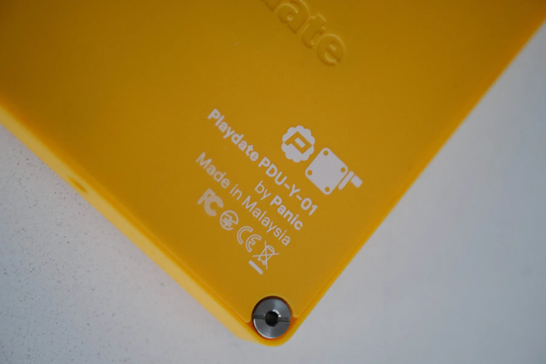 closeup of back of playdate console